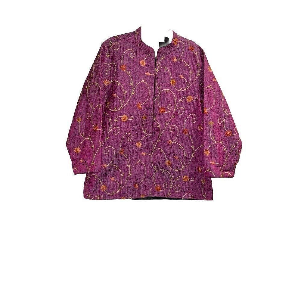 Sam Hilo Purple Pink Embroidered‎ Jacket Reversible Large